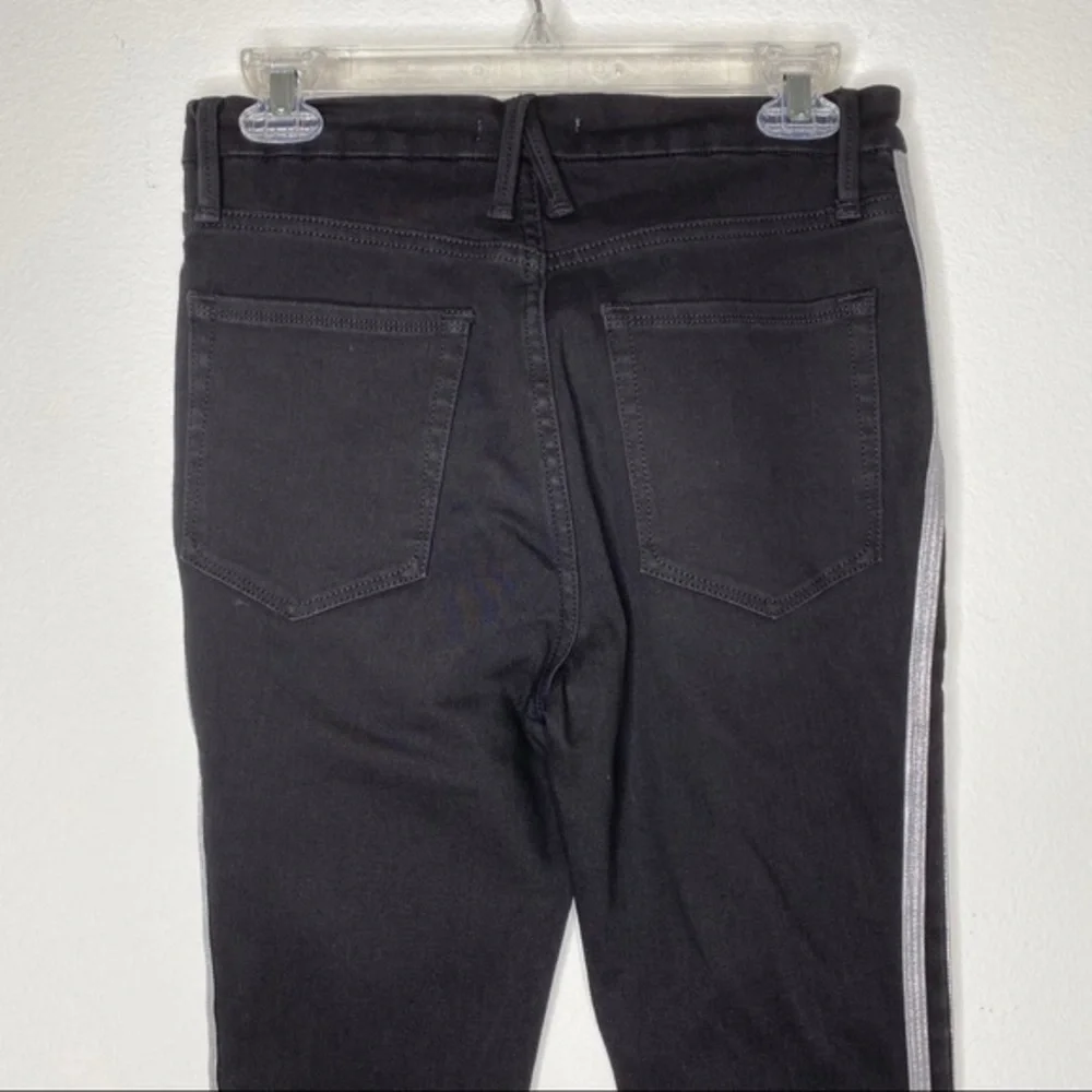 Good American Good Legs Athletic Stripe Black Skinny Jeans NWT